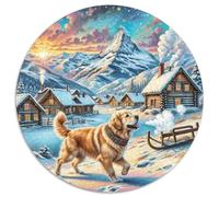 Le Golden Retriever Puzzle Rond De 1000 Pièces pour Adultes Filles Célèbres Unique Décompression Impossible Pression Réduite Familial' Cadeau Décoration 1000pcs (67.5x67.5cm)