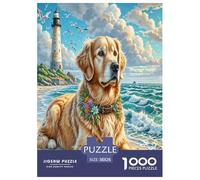 Le Golden Retriever Puzzles 1000 Pieces Cadeau Unique Jeu Éduchatif Challenge Toy À De Qualité Supérieure Peinture Art pour Adultes Et Enfants À Partir De 14 Ans 38x26cm/1000pcs