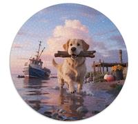 Le Golden Retriever1000 Pièces pour Puzzles pour Adultes Et Enfants Animal de Compagnie chienPuzzle Circulaire, Doodle Puzzle, Décompression, Cadeau, Difficile, Impossible1000pcs (67.5x67.5cm)