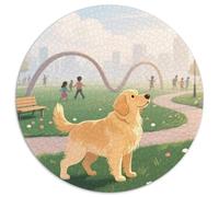 Le Golden Retriever1000 Pièces Puzzles pour Adultes Et Enfants Animal de Compagnie chienPuzzle Rond, Doodle Puzzle, Décompression, Cadeau, Difficile, Impossible1000pcs (67.5x67.5cm)