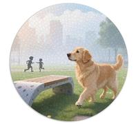 Le Golden Retriever1000 Pièces Puzzles pour Adultes Et Enfants Animal de Compagnie chienPuzzle Rond, Doodle Puzzle, Décompression, Cadeau, Jouets Éducatifs, Difficile, Impossible1000pcs (67.5x67.5cm)