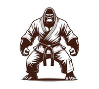 Le gorille karatéka se tient en position de combat, prêt Peintures murales et stickers muraux en vinyle 65.6x81.4cm Installation facile Café