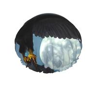 Le grand bonnet de douche double couche Eagle under the stars empêche les cheveux de s'emmêler pendant la douche et les soins de la peau.