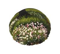 Le grand bonnet de douche double couche Spring Hope empêche les cheveux de s'emmêler pendant la douche et les soins de la peau.