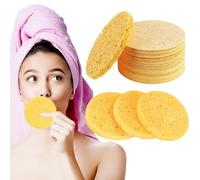 Le grand Éponges Visage Comprimées, 30 pièces réutilisables 100% naturel Éponges Faciales en Cellulose 80mm nettoyage circulaire Eponge Demaquillage Visage pour le nettoyage du visage Spa (Jaune)