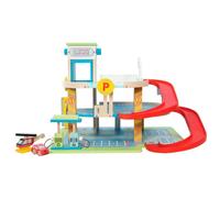 Garage pour enfant - LE TOY VAN - Le grand garage - Inclus voiture, hélicoptère et pompe à essence - Bleu