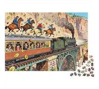 Le Grand vol de Train Western Puzzle en Bois Imperméable DIY Puzzles De 1000 Pièces pour Adultes Cadeaux Amusant Jeux Éducatifs