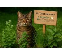 Le Grenier d’Abondance - Kit “Chat Heureux” : 4 plantes magiques à semer pour le bien-être et les jeux de votre félin adoré