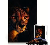 Le guépard dans Le Noir Puzzle de 1000 pièces pour Adolescents Stimule l'agilité cérébrale Apaisant Temps de détente Sécurisé Cadeau d'anniversaire Surprise (38x26cm)