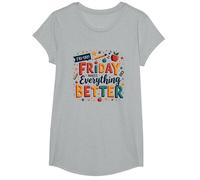 Le Happy Fri-Yay Teacher Friday Rend Tout Meilleur T-Shirt, Fille, Gris Chiné, L