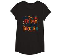 Le Happy Fri-Yay Teacher Friday Rend Tout Meilleur T-Shirt, Fille, Noir, L