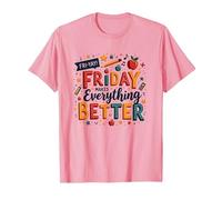 Le Happy Fri-Yay Teacher Friday Rend Tout Meilleur T-Shirt, Homme, Rose, XXL