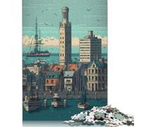 Le Havre Pixel Art Puzzle Imposible,desafío Para Adultos Entretenimiento Creativo 1000 Piezas Obra De Arte De Juego De Para Adultos Y Niños Mayores De 12 Años 1000pcs (38x26cm)