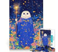 Le Hibou Magicien dans la forêt de Champignons Puzzle de 1000 pièces pour Adultes Jeu de réflexion Découpe précise Pièce d'art de qualité (38x52cm)