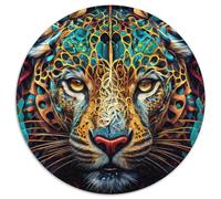 Le Jaguar rusé Puzzle 1000 pièces pour Adultes Puzzle Rond 1000 pièces Cadeaux Décoration DIY idéale et Cadeau Casse-tête 67,5 x 67,5 cm