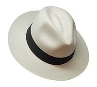 Le Japura - Panama Fedora Signature - Blanc avec Ruban Noir - Véritable Panama Enroulable et Ultra léger