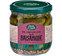 Le Jardin d'Orante, Mini cornichons au condiment balsamique, le bocal de 185 g net egoutte