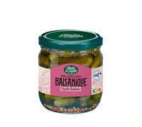 LE JARDIN D'ORANTE Mini Cornichons Balsamique en Pot Verre 350 g - Recette Apéritive Équilibrée, Saveur Douce et Naturelle, Nutri-Score A - Lot de 4