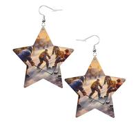 Le jeu de hockey était très compétitif. Boucles d'oreilles en cuir avec pendentif en forme d'étoile élégant et léger pour femmes et filles, taille unique, cuir, pas de pierre précieuse