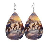 Le jeu de hockey était très compétitif. Boucles d'oreilles pendantes en cuir en forme de larme élégantes et légères pour femmes et filles, taille unique, cuir, sans pierre précieuse