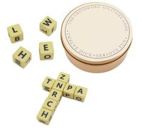 Le Jeu de Mots Croisés Solitaire, Jeu de Solitaire avec un Ensemble de Douze Lettres de dés Jeu de dés de l'Alphabet Jeux de Mots de dés Emballé avec un Étui en Acier Inoxydable, Anti-Perte (Or)