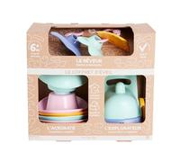 Le Jouet Simple - Coffret d’éveil - Hochet Bleu, Coupelles, Train Vert - Cadeau de naissance - 6mois+ - Made in France - 100% Recyclable - Lavable Lave-vaisselle