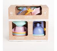 Le Jouet Simple - Coffret d’éveil - Hochet Vert, Coupelles, Train Bleu - Cadeau de naissance - 6mois+ - Made in France - 100% Recyclable - Lavable Lave-vaisselle