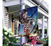 Le Jour De Jésus-Christ Drapeau De Décoration Durable Jardin Signe Drôle Drapeaux De Vacances Décoration Pour Balcon Porche Maison M