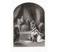 Le Jugement de Salomon tiré du Livre des Rois Ancien Testament. D'une gravure du XIXe siècle d'après une œuvre de Peter Paul Rubens. Poster imprimé par Ken Welsh (28 x 40 cm)
