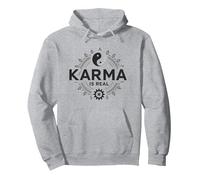 Le Karma est réel : la Sagesse de l'équilibre Spirituel du Yin Yang Sweat à Capuche, Unisexe pour Adultes, Gris Chiné, XXL