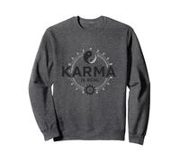 Le Karma est réel : la Sagesse de l'équilibre Spirituel du Yin Yang Sweatshirt, Unisexe pour Adultes, Chiné Foncé, L