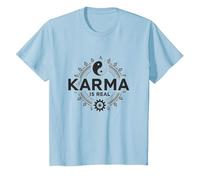 Le Karma est réel : la Sagesse de l'équilibre Spirituel du Yin Yang T-Shirt, Enfant, Bleu Céleste, 4 Ans