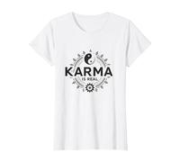 Le Karma est réel : la Sagesse de l'équilibre Spirituel du Yin Yang T-Shirt, Femme, Blanc, M