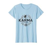 Le Karma est réel : la Sagesse de l'équilibre Spirituel du Yin Yang T-Shirt, Femme, Bleu Céleste, M