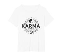 Le Karma est réel : la Sagesse de l'équilibre Spirituel du Yin Yang T-Shirt, Femme Grandes Tailles, Blanc, 1X