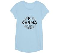 Le Karma est réel : la Sagesse de l'équilibre Spirituel du Yin Yang T-Shirt, Fille, Bleu Céleste, L