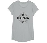 Le Karma est réel : la Sagesse de l'équilibre Spirituel du Yin Yang T-Shirt, Fille, Gris Chiné, XS