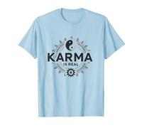 Le Karma est réel : la Sagesse de l'équilibre Spirituel du Yin Yang T-Shirt, Homme, Bleu Céleste, L