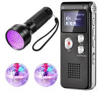 Le kit comprend un enregistreur vocal, des balles LED pour chat et une lampe de poche UV.