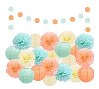 Le kit de fête de 22 pièces d'EpiqueOne comprend des pompons en papier de soie et des lanternes en papier, parfaits pour diverses occasions comme les anniversaires, les baby showers et les mariages.