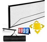 Le kit de filet de pickleball contient un filet de pickleball de taille standard de 670 cm, un marqueur de court, un ensemble de 4 pagaies, un tableau de bord, des pickleballs d'intérieur et