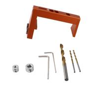 Le kit de guide de perçage coulissant pour tiroir sous plan comprend un guide d'angle en alliage d'aluminium, des forets à pointe brad de 6 mm et 2,5 mm, des colliers d'arrêt, une