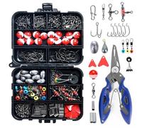 Le kit de leurre de pêche (264pcs) La boîte de tacle de leurre de pêche Comprend des Pinces, des Crochets, Un Poids de Plomb, des émeutes, des Broches, des Diapositives de Plomb, d'autres Accessoires