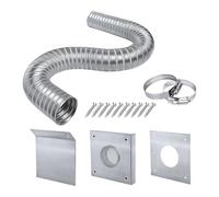 Le kit prend l'air extérieur - acier, robuste, rond, standard | Tube d'écoulement contrôlé avec grille serrée pour poêle dans la ventilation stable du système adapté à la paroi intérieure