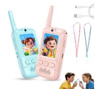 Le kit Talkie-walkie vidéo pour Enfants Comprend Deux talkies-Walkies Rechargeables. Ce Jouet Peut être utilisé Aussi Bien à l'intérieur qu'à l'extérieur. (Rose + Bleu)