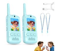 Le kit Talkie-walkie vidéo pour Enfants Comprend Deux talkies-Walkies Rechargeables. Ce Jouet Peut être utilisé Aussi Bien à l'intérieur qu'à l'extérieur. (Bleu + Bleu)