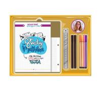 Le Kit Ultime De Révision By Study With Mathilde - Avec 1 Règle En Métal De 15 Cm, 2 Stylos Noirs Liner, 4 Feutres De Couleur, 15 Fiches Bristol Perforées