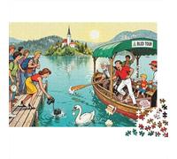 Le lac Bled Pletna embarquement embarquement Puzzle en Bois Imperméable Puzzles De 1000 Pièces pour Adultes Coloré De Décoration pour La Maison