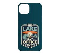 Le lac est Mon Bureau Coucher de Soleil Amusant sur la pêche à la Retraite Coque pour iPhone 15 Plus