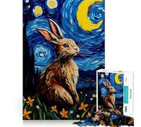 Le Lapin de la Nuit Étoilée Puzzle de 1000 pièces pour Adultes Puzzle de mémoire à Monter Lentement Cadeau créatif et agréable à réaliser 38x52cm